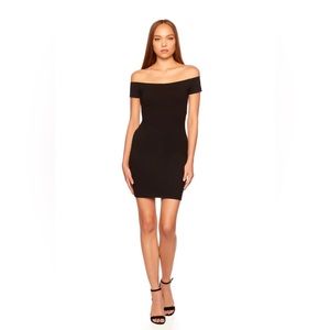 NWOT Susana Monaco off shoulder open back dress in black (Medium)